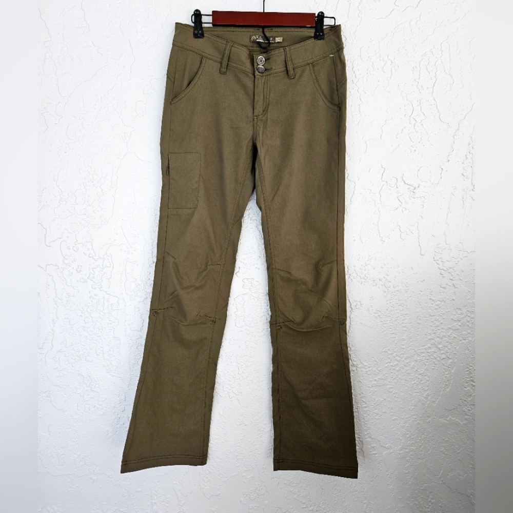 Prana Olive Green Women's Outdoor Pants Size 4 Low Waist Hiking